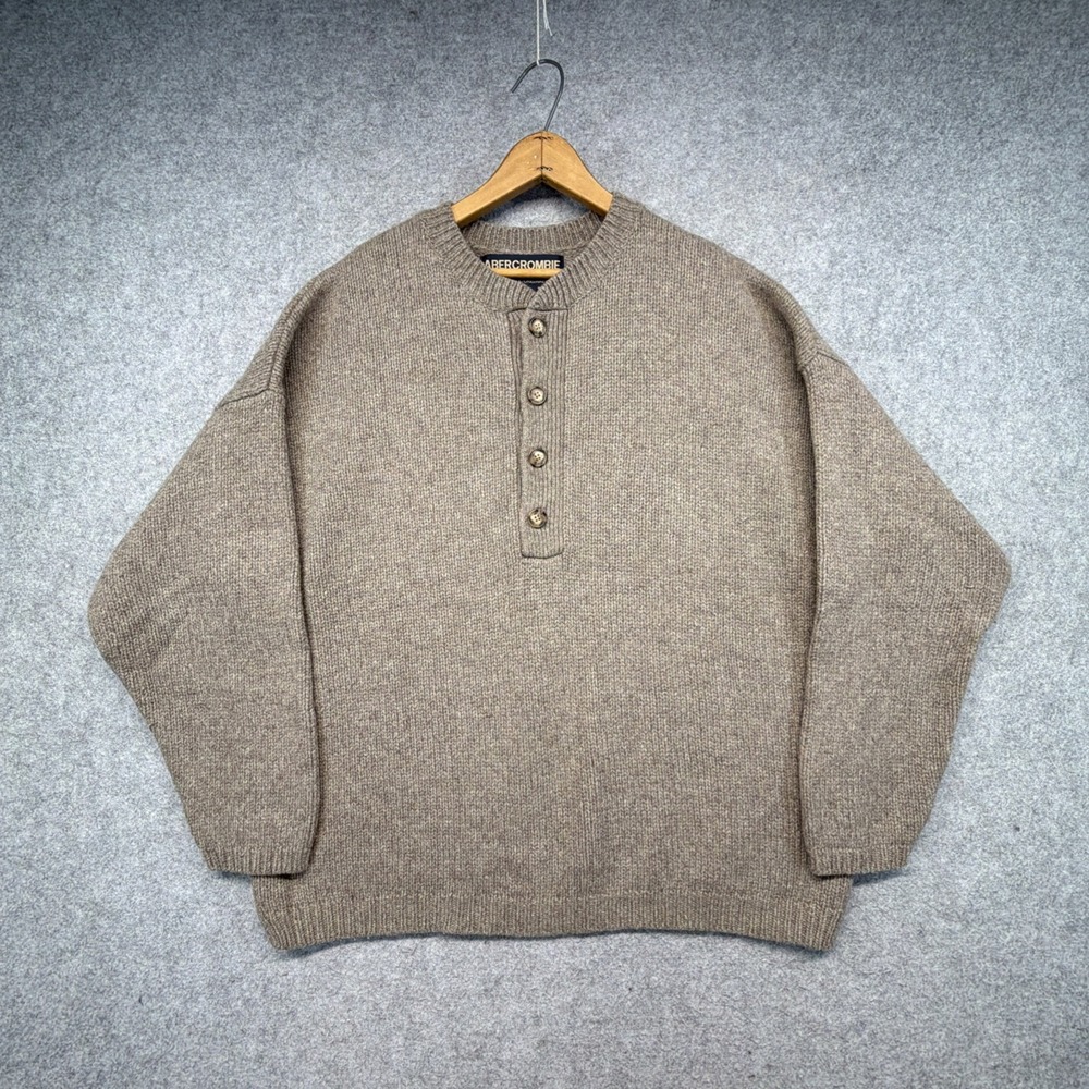 Vintage Abercrombie & Fitch Sweater Mens XL Wool Henley 80s 90s